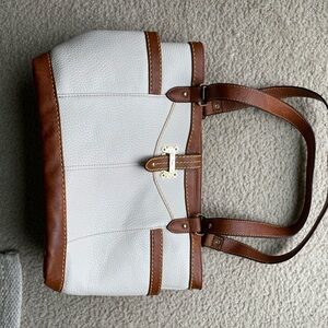 BOC White and Brown Tote with Leather Accents
